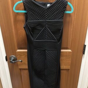 Calvin Klein Black and Gray Bodycon Midi Dress